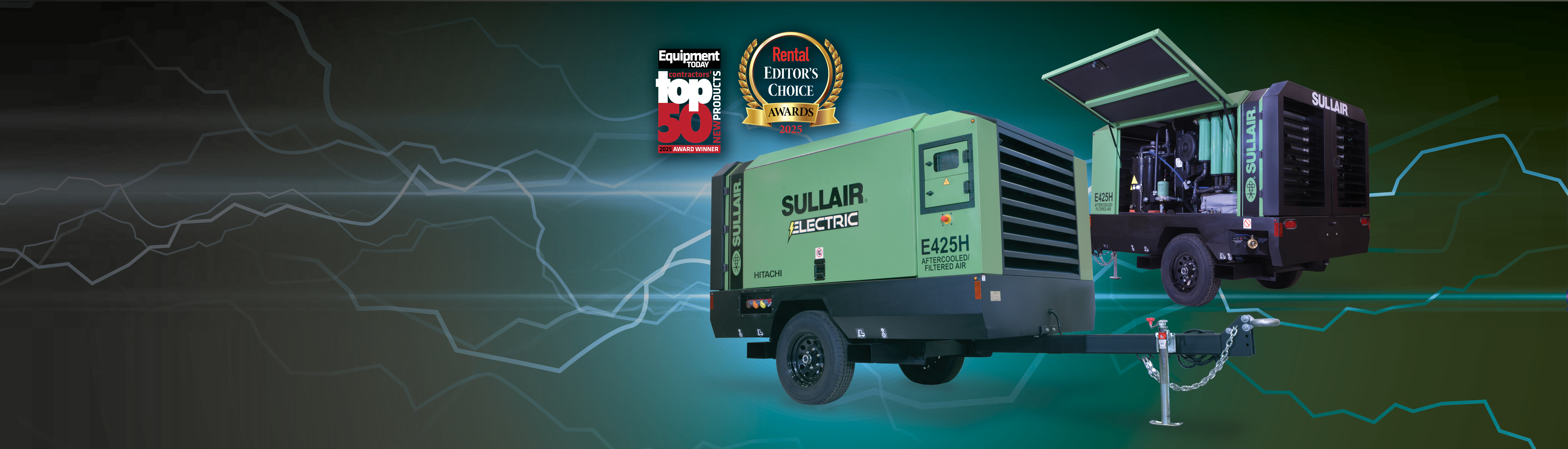 Sullair E425H portable electric air compressor, winner of a Rental 2023 Editor's Choice Award